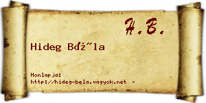 Hideg Béla névjegykártya