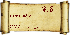 Hideg Béla névjegykártya